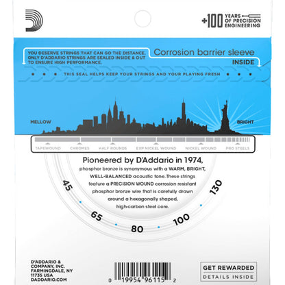 D'Addario Phosphor Bronze 5 Telli Akustik Bas Gitar Teli (45-130)