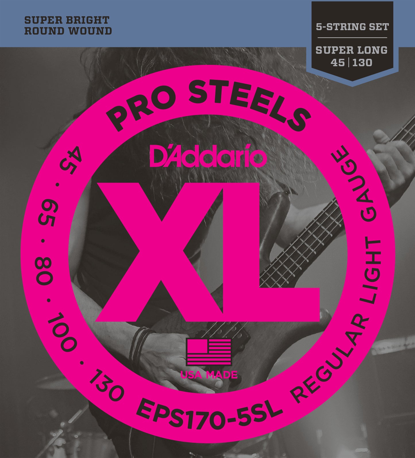 D'Addario EPS170-5SL XL ProSteels 5 Telli Bas Gitar Teli - Regular Light (45-130)