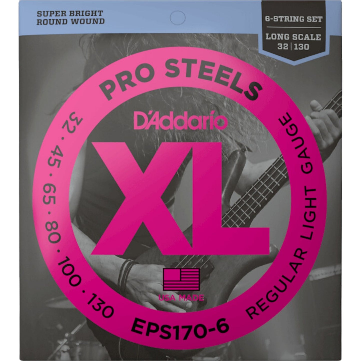 D'Addario EPS170-6 XL ProSteels 6 Telli Bas Gitar Teli - Regular Light (32-130)