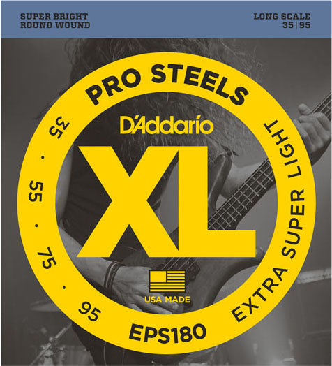 D'Addario EPS180 XL ProSteels 4 Telli Bas Gitar Teli - Extra Super Light (35-95)