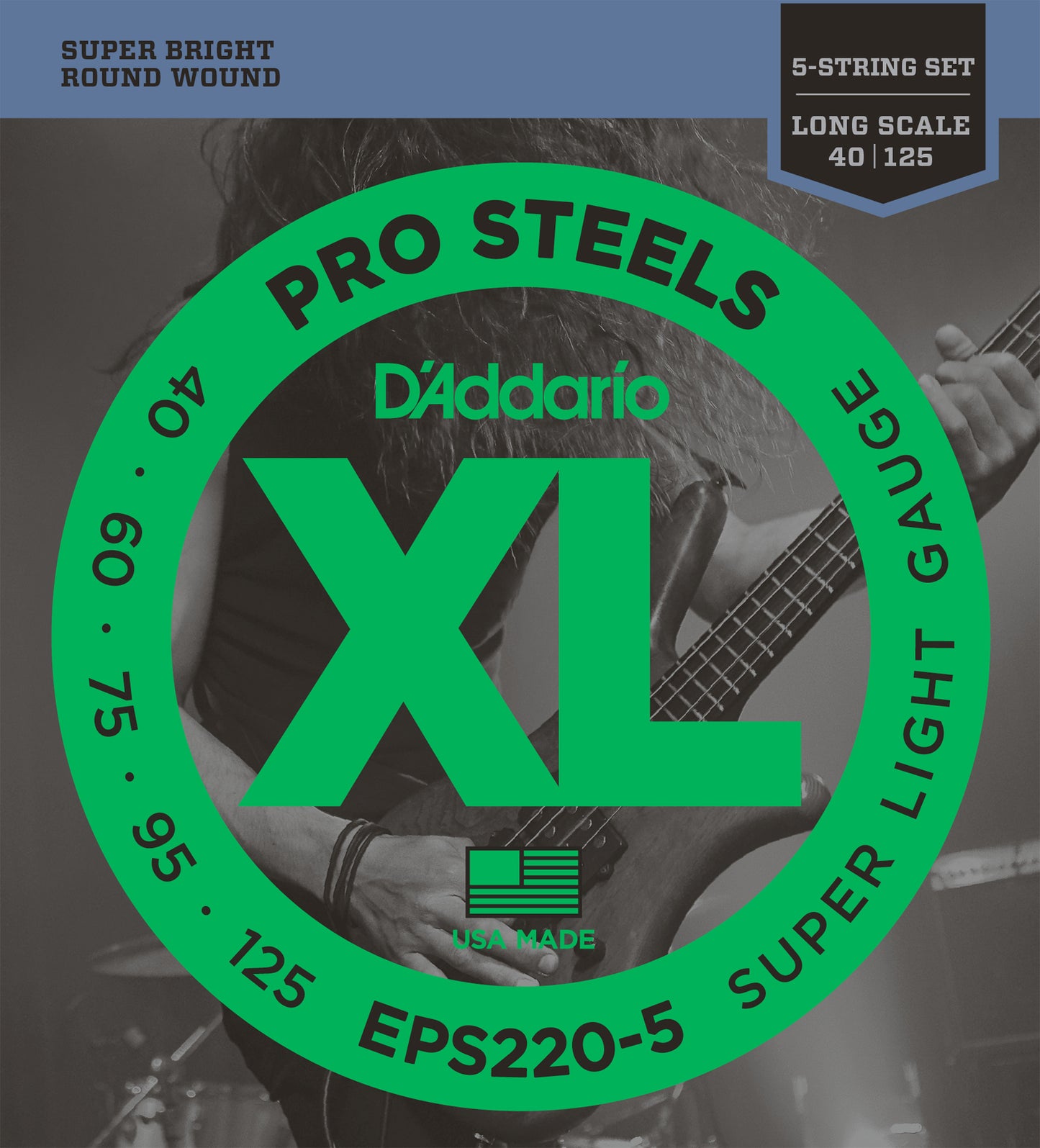 D'Addario EPS220-5 XL ProSteels 5 Telli Bas Gitar Teli - Super Light (40-125)