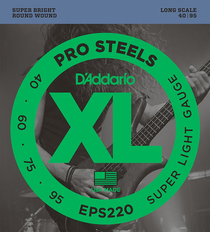 D'Addario EPS220 XL ProSteels 4 Telli Bas Gitar Teli - Super Light (40-95)