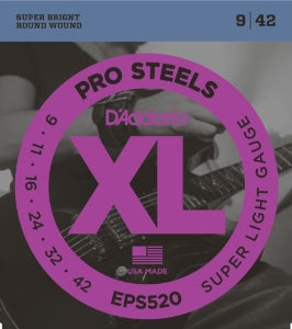 D'Addario EPS520 XL Pro Steels Elektro Gitar Teli - Super Light (9-42)