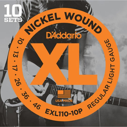 D'Addario EXL110-10P XL Nickel Elektro Gitar Teli - Regular Light (10-46) (10'lu Paket)