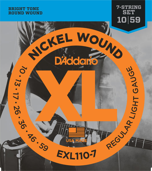 D'Addario EXL110-7 XL Nickel 7 Telli Elektro Gitar Teli - Regular Light (10-59)