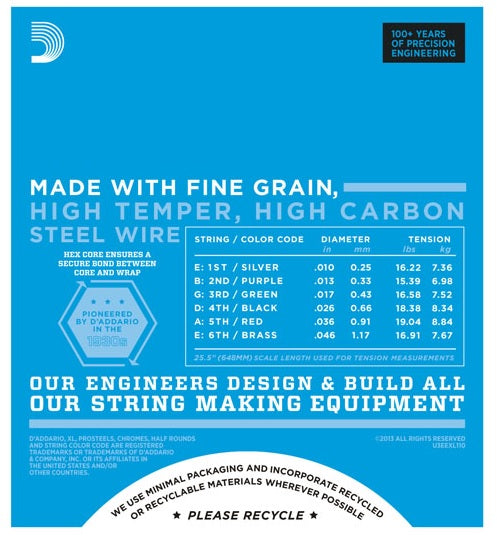 D'Addario EXL110 XL Nickel Elektro Gitar Teli - Regular Light (10-46)