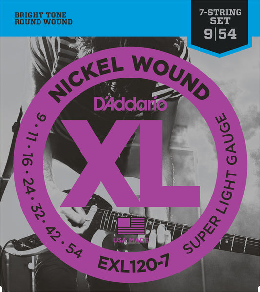 D'Addario EXL120-7 XL Nickel 7 Telli Elektro Gitar Teli - Super Light (9-54)