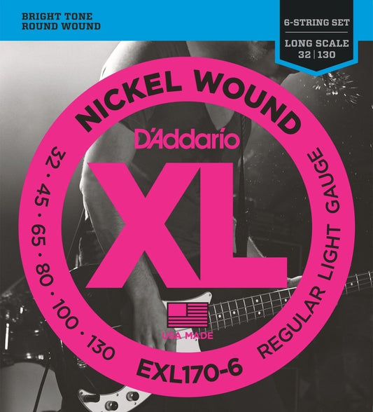 D'Addario EXL170-6 XL Nickel 6 Telli Bas Gitar Teli - Regular Light (32-130)