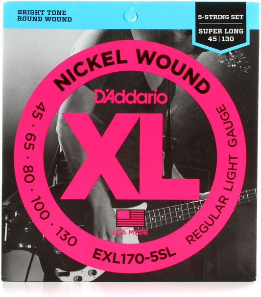 D'Addario EXL170-5SL XL Nickel 5 Telli Bas Gitar Teli - Regular Light (45-130)