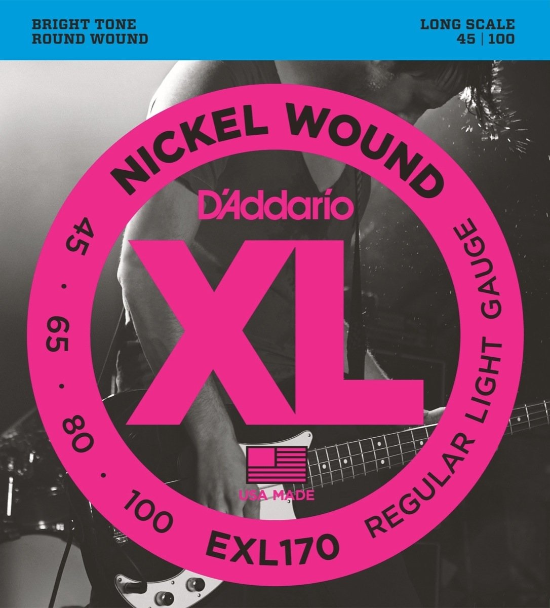 D'Addario EXL170 XL Nickel 4 Telli Bas Gitar Teli - Regular Light (45-100)