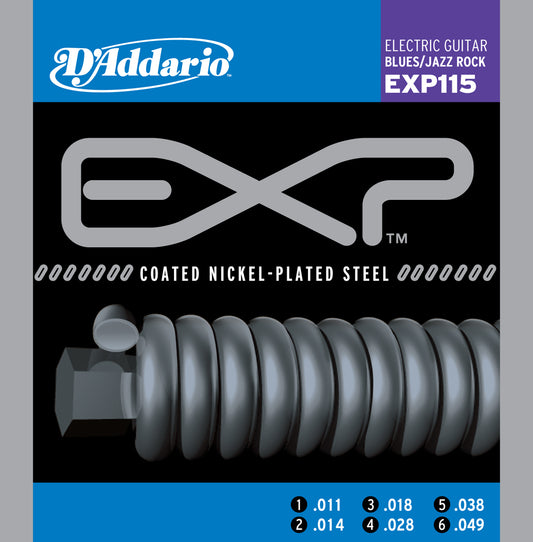 D'Addario EXP115 XL Coated Nickel Elektro Gitar Teli - Medium (11-49)