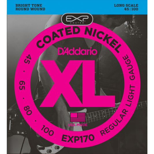 D'Addario EXP170 XL Coated Nickel 4 Telli Bas Gitar Teli - Regular Light (45-100)