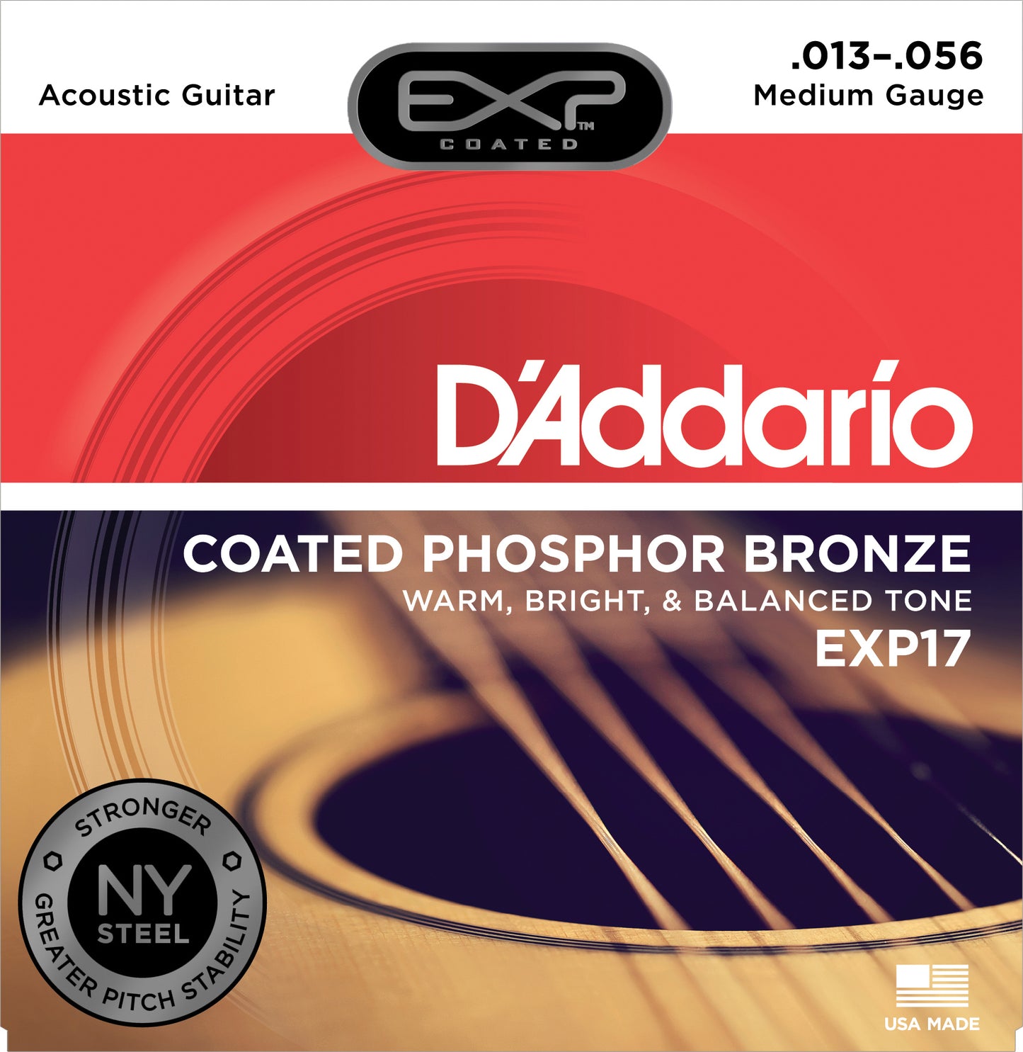 D'Addario EXP17 Coated Phosphor Bronze Akustik Gitar Teli - Medium (13-56)