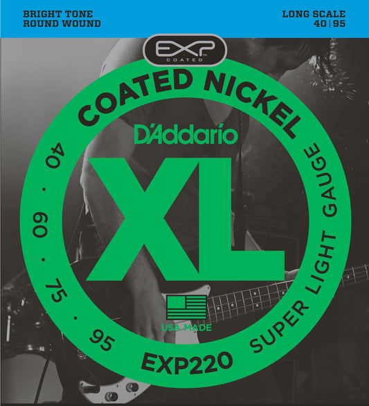 D'Addario EXP220 XL Coated Nickel 4 Telli Bas Gitar Teli - Super Light (40-95)