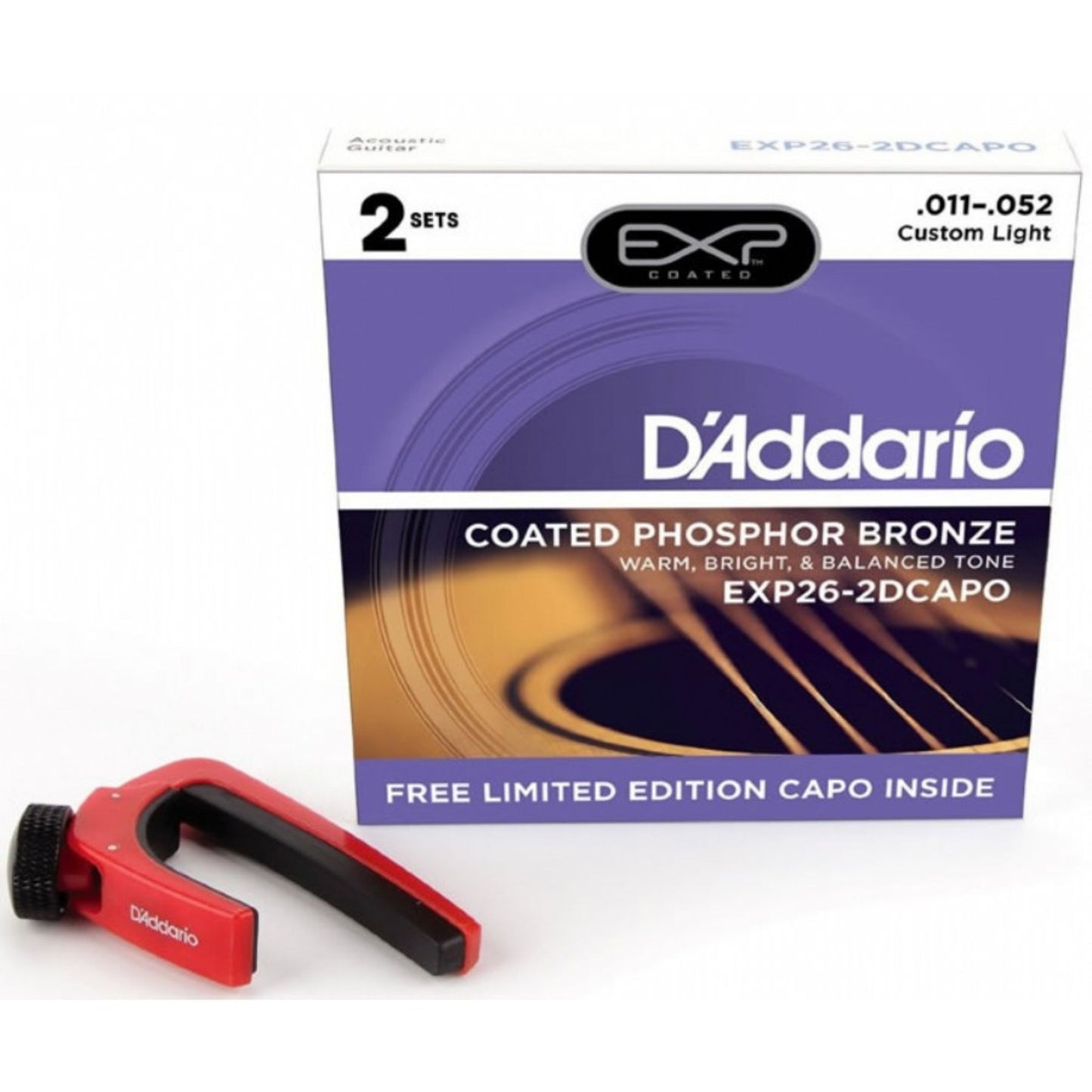 D'Addario Coated Phosphor Bronze Akustik Gitar Teli - Custom Light (11-52) (2'li Paket)