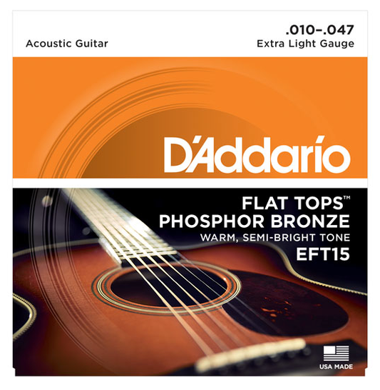 D'Addario EFT15 Flat Tops Phosphor Bronze Akustik Gitar Teli - Extra Light (10-47)