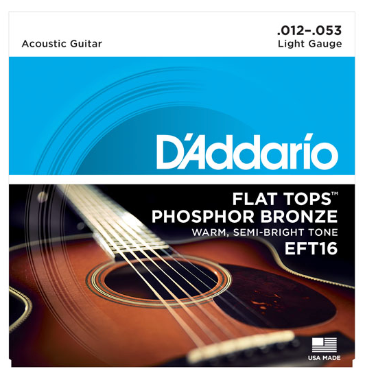 D'Addario EFT16 Flat Tops Phosphor Bronze Akustik Gitar Teli - Light (12-53)