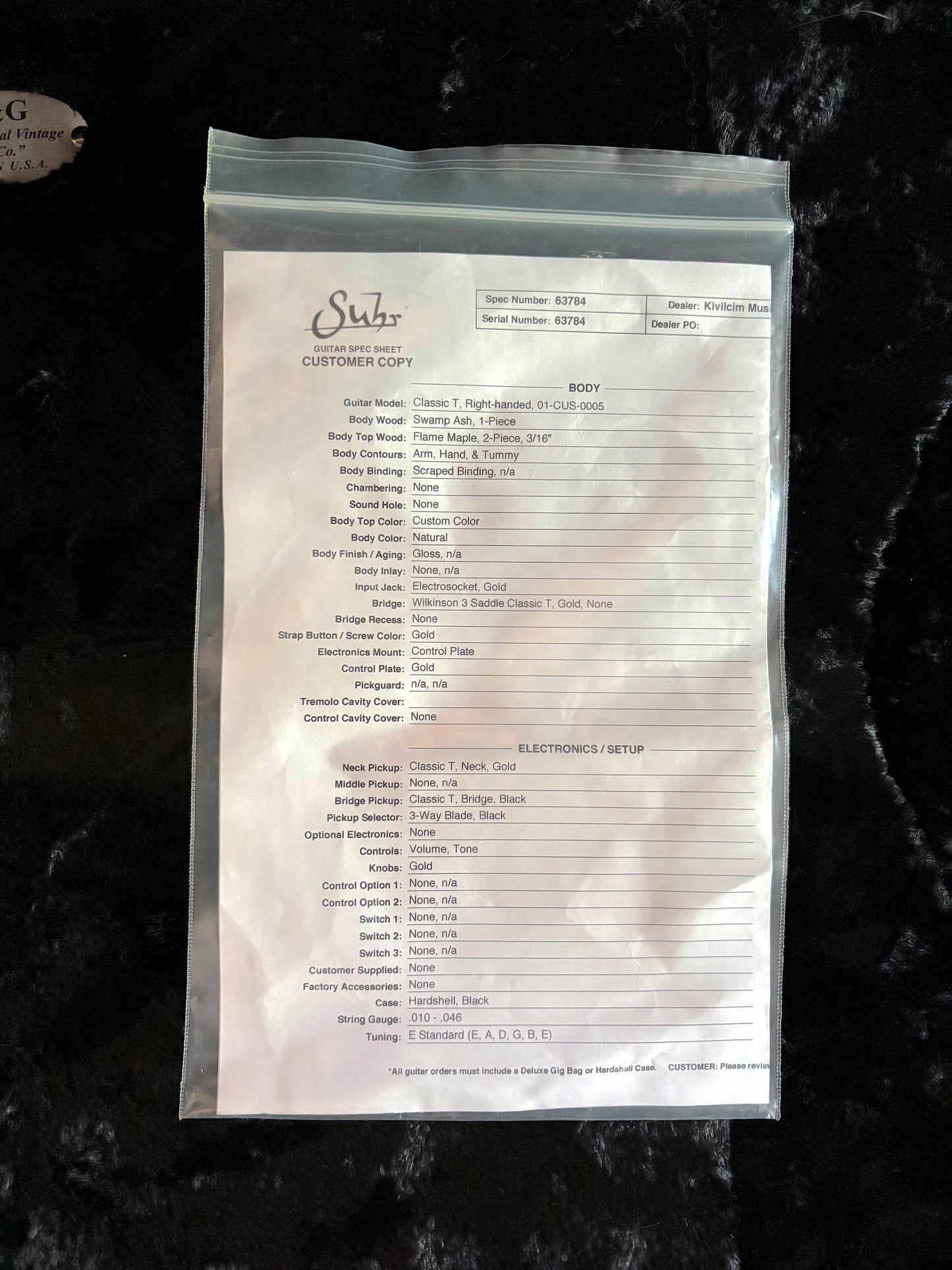 Suhr Kıvılcım Special Order Number 7 Custom Classic T