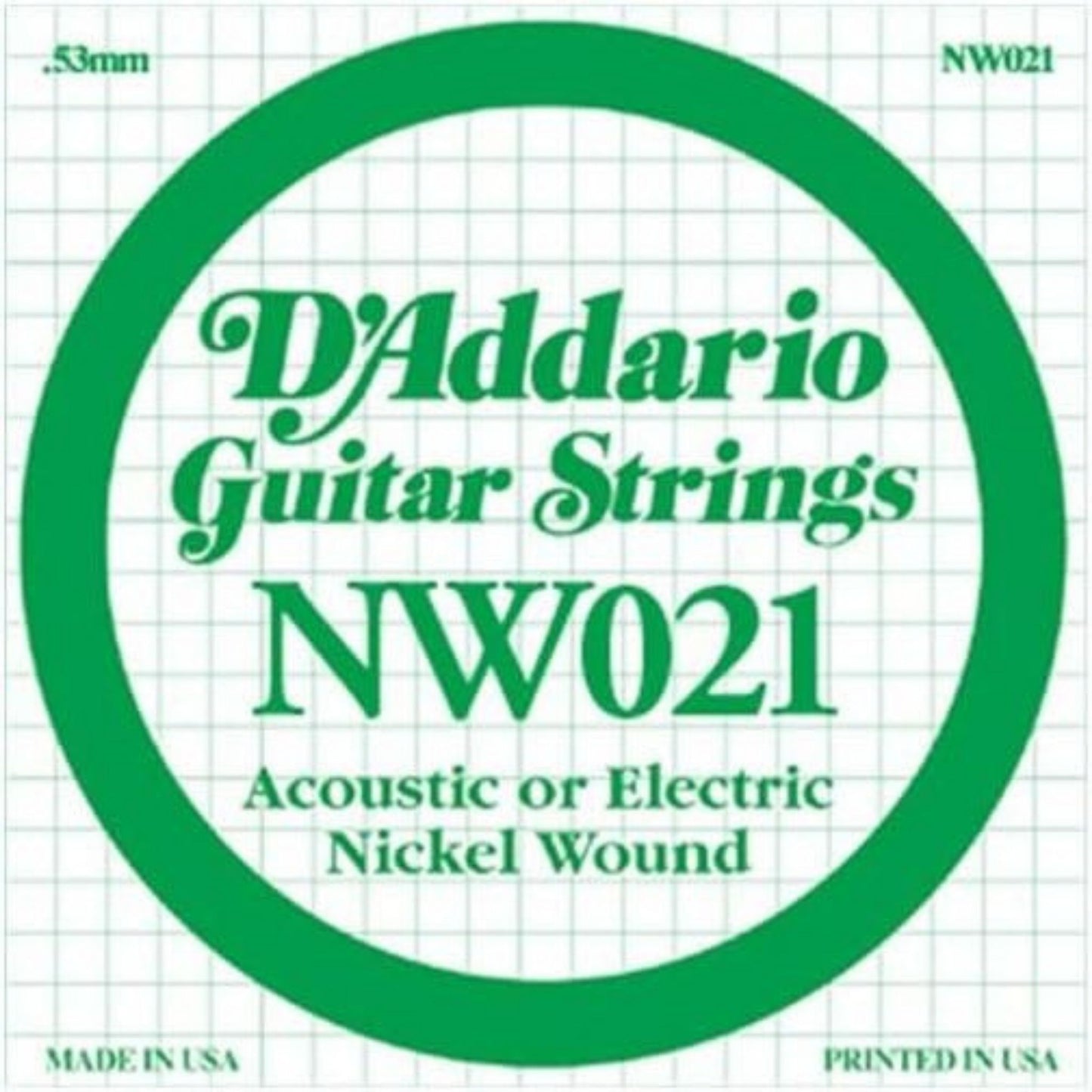 D'Addario NW021 Nickel Wound Elektro ve Akustik Gitar Tek Tel (21)