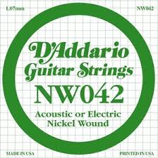 D'Addario NW042 Nickel Wound Elektro ve Akustik Gitar Tek Tel (42)
