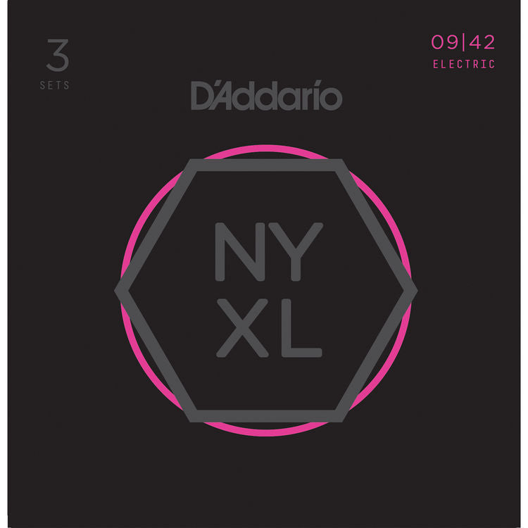 D'Addario NYXL0942-3P NYXL Nickel Elektro Gitar Teli - Super Light (9-42) (3'lü Paket)