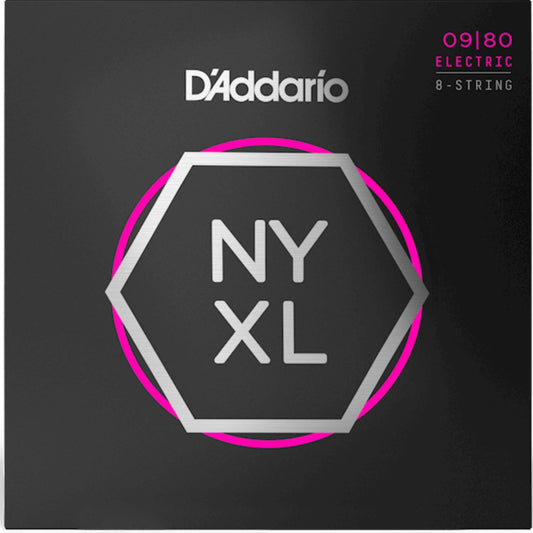 D'Addario NYXL0980 NYXL Nickel 8 Telli Elektro Gitar Teli - Super Light (9-80)