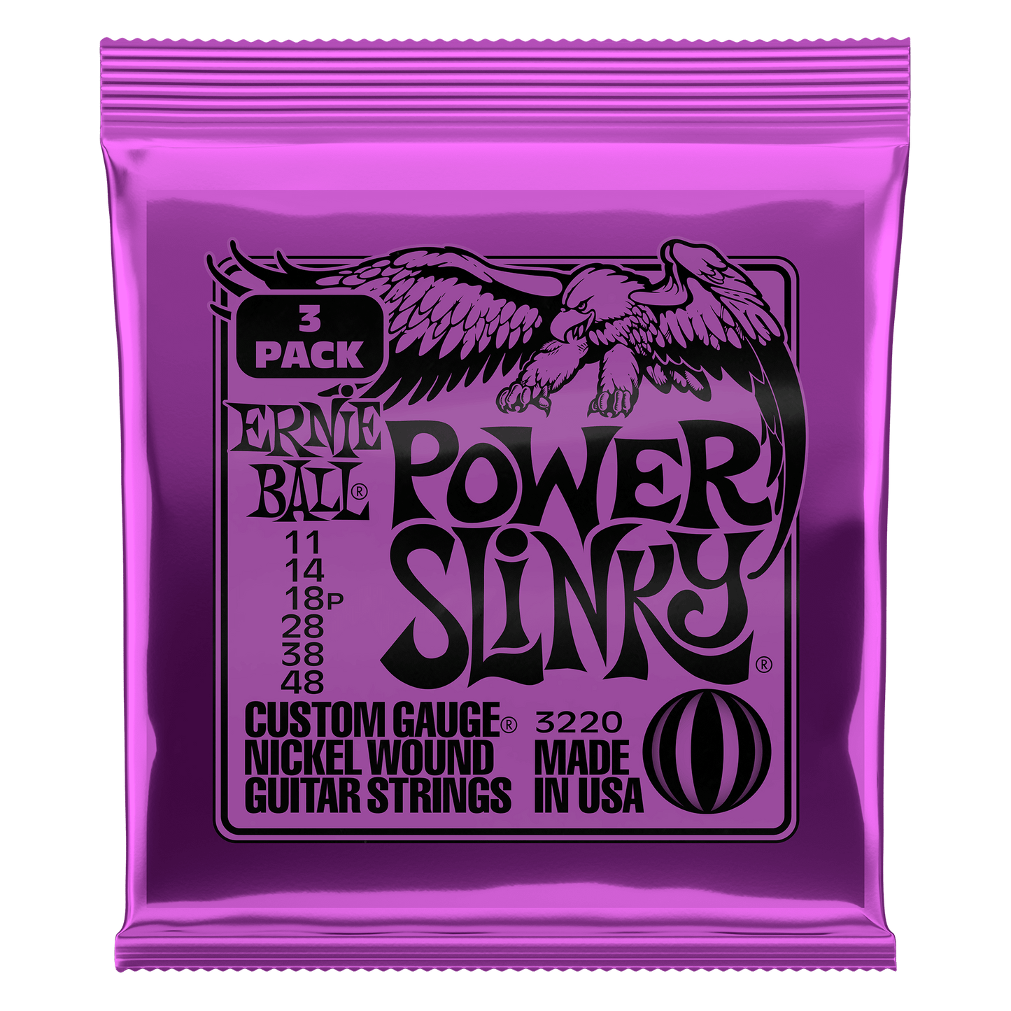 Ernie Ball 3220 Power Slinky Nickel Wound Elektro Gitar Teli (3’lü Paket)