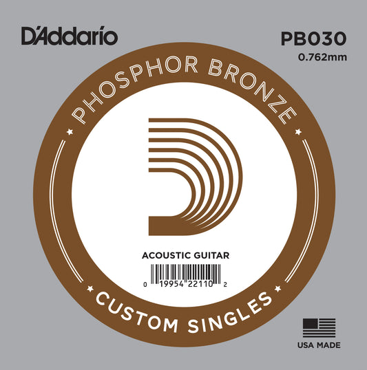 D'Addario Phosphor Bronze Akustik Gitar Tek Tel (30)