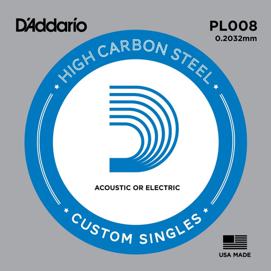 D'Addario PL008 Plain Steel Elektro ve Akustik Gitar Tek Tel (8)