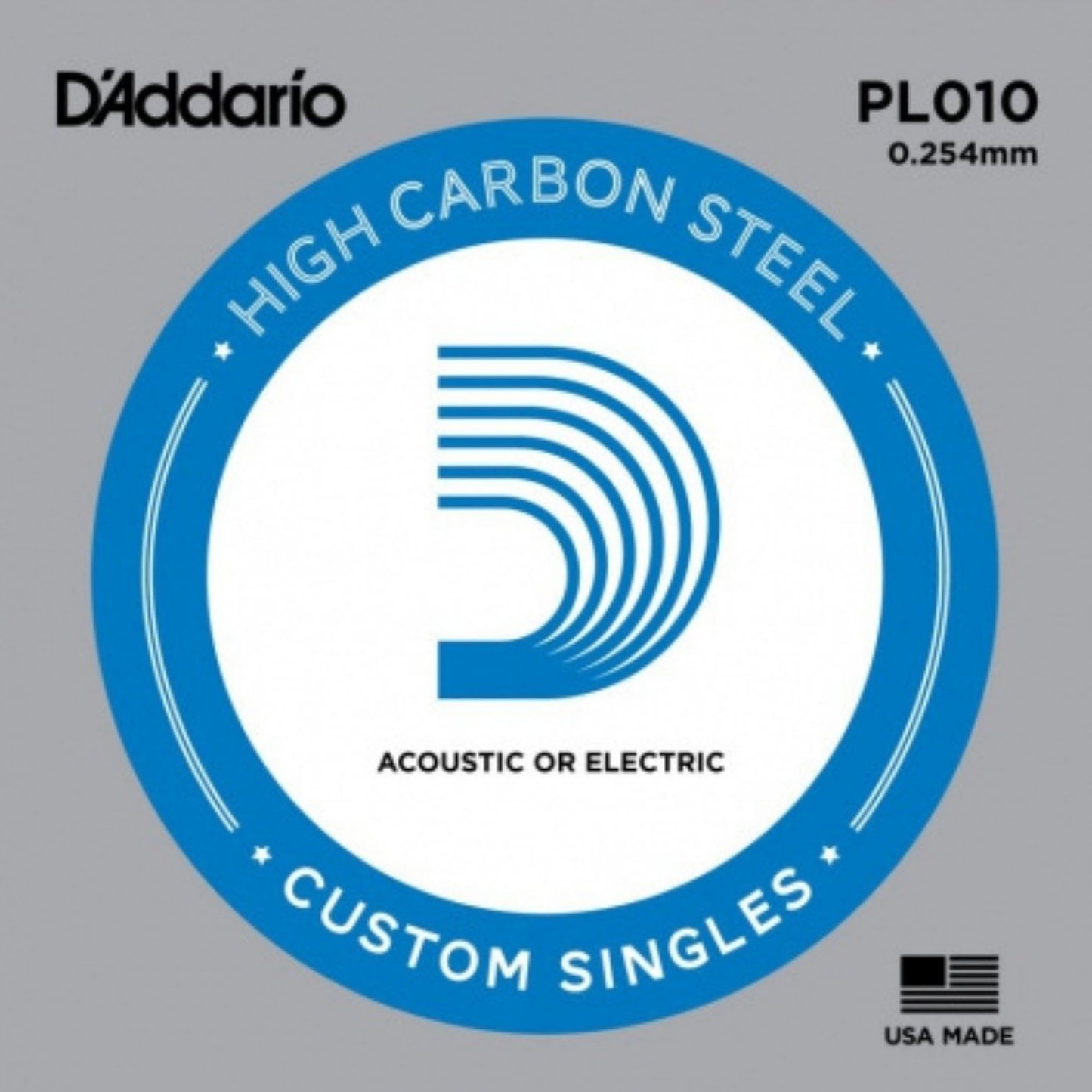 D'Addario PL010 Plain Steel Elektro ve Akustik Gitar Tek Tel (10)