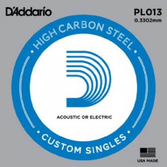 D'Addario PL013 Plain Steel Elektro ve Akustik Gitar Tek Tel (13)