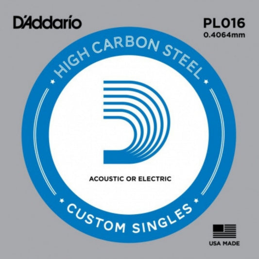 D'Addario PL016 Plain Steel Elektro ve Akustik Gitar Tek Tel (16)