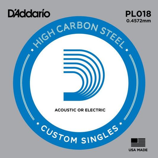 D'Addario PL018 Plain Steel Elektro ve Akustik Gitar Tek Tel (18)