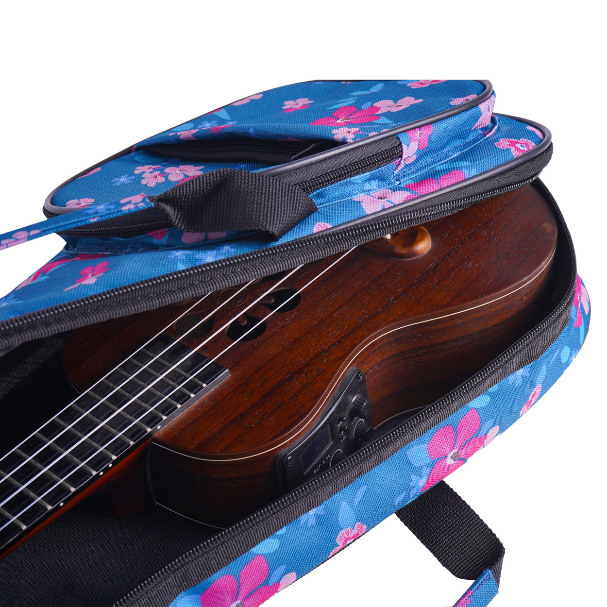Wagon 04 Serisi Tenor Ukulele Çantası - Hibiskus Mavi