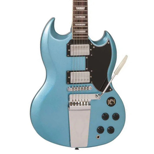 Vintage VS6 Reissued Vibrola Tailpiece Elektro Gitar - Gun Hill Blue