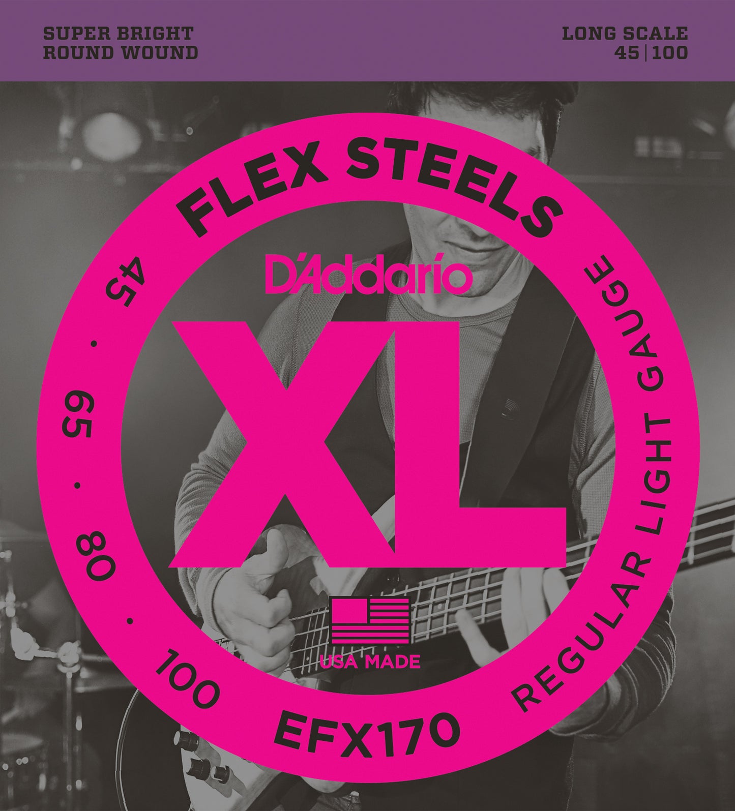 D'Addario EFX170 XL Flex Steels 4 Telli Bas Gitar Teli - Regular Light (45-100)