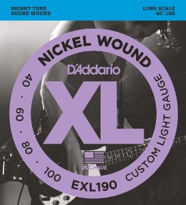 D'Addario EXL190 XL Nickel 4 Telli Bas Gitar Teli - Custom Light (40-100)