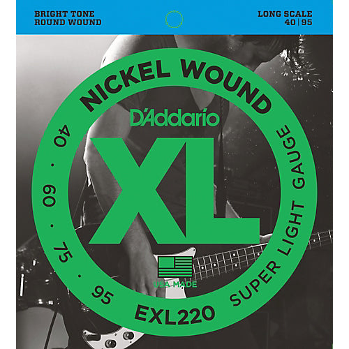 D'Addario EXL220 XL Nickel 4 Telli Bas Gitar Teli - Super Light (40-95)