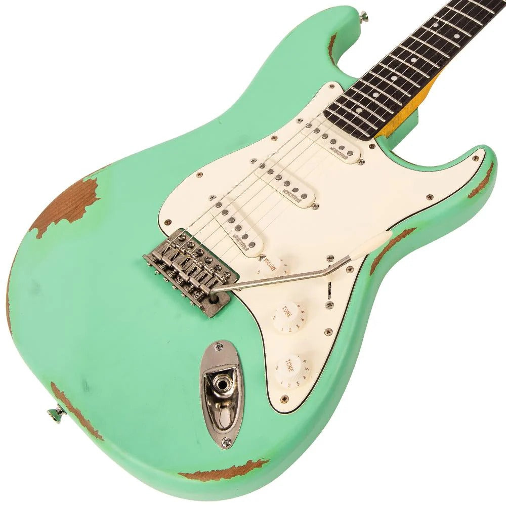 Vintage V6 ICON Elektro Gitar - Distressed Ventura Green