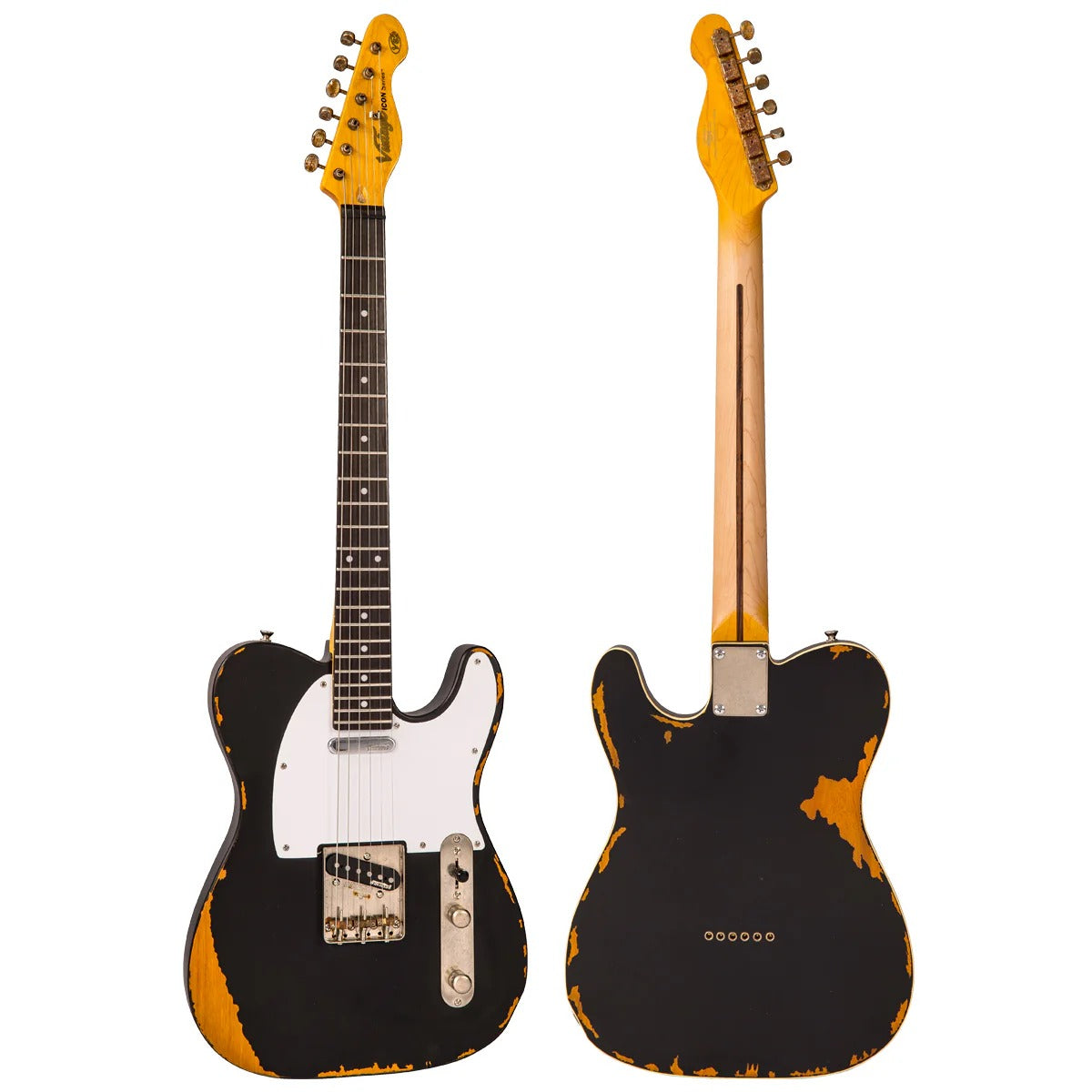 Vintage V62 ICON Elektro Gitar - Distressed Black
