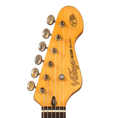Vintage V65 ICON Vibrato Elektro Gitar - Distressed Black