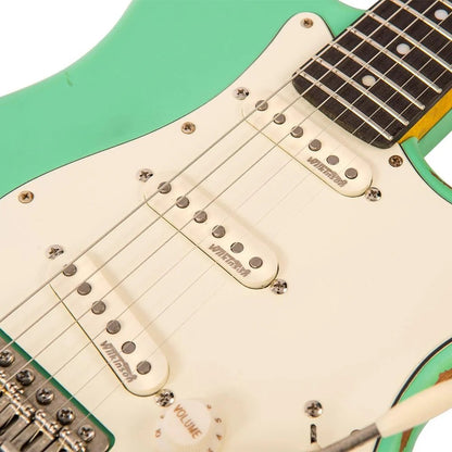 Vintage V6 ICON Elektro Gitar - Distressed Ventura Green