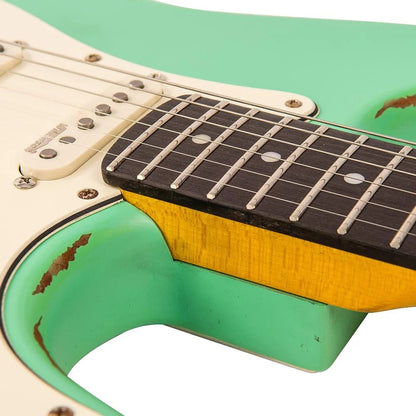 Vintage V6 ICON Elektro Gitar - Distressed Ventura Green