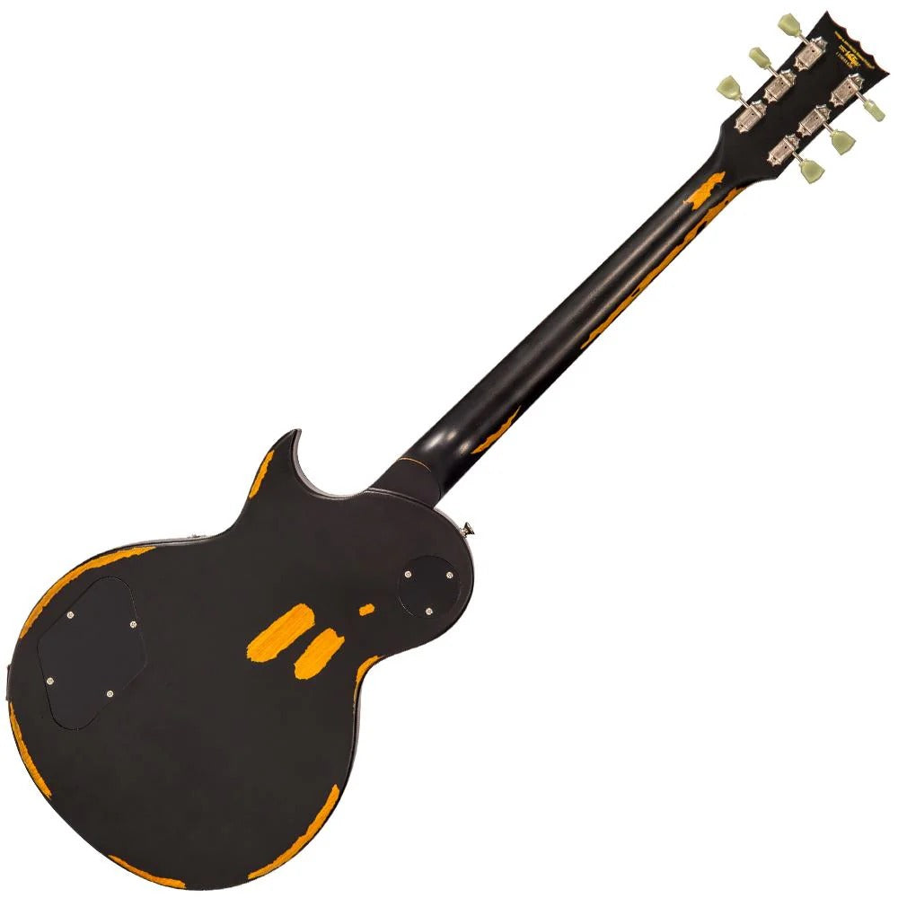 Vintage V100 ICON Elektro Gitar - Distressed Black Over Sunburst
