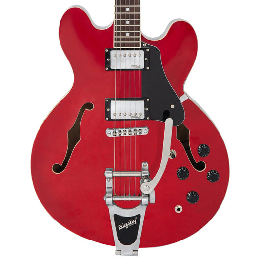 Vintage VSA500B Reissued Semi Hollow Elektro Gitar - Cherry Red (w/Bigsby)