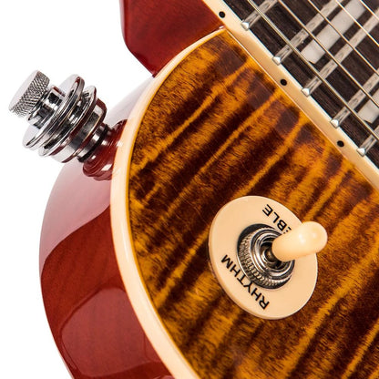 Vintage V100 Reissued Elektro Gitar - Flamed Amber
