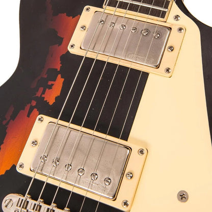 Vintage V100 ICON Elektro Gitar - Distressed Black Over Sunburst