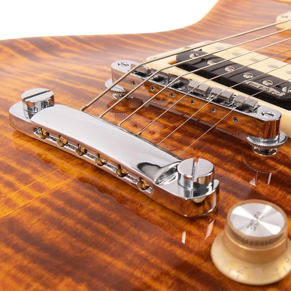 Vintage V100 Reissued Elektro Gitar - Flamed Amber