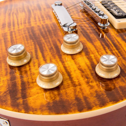 Vintage V100 Reissued Elektro Gitar - Flamed Amber