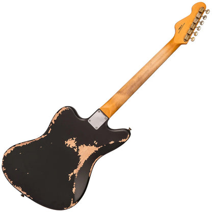 Vintage V65 ICON Vibrato Elektro Gitar - Distressed Black